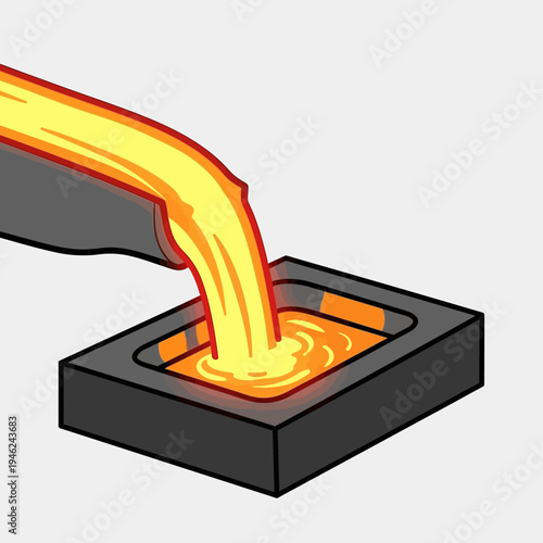 Molten Metal Pouring into Ingot Mold - Industrial Casting Process