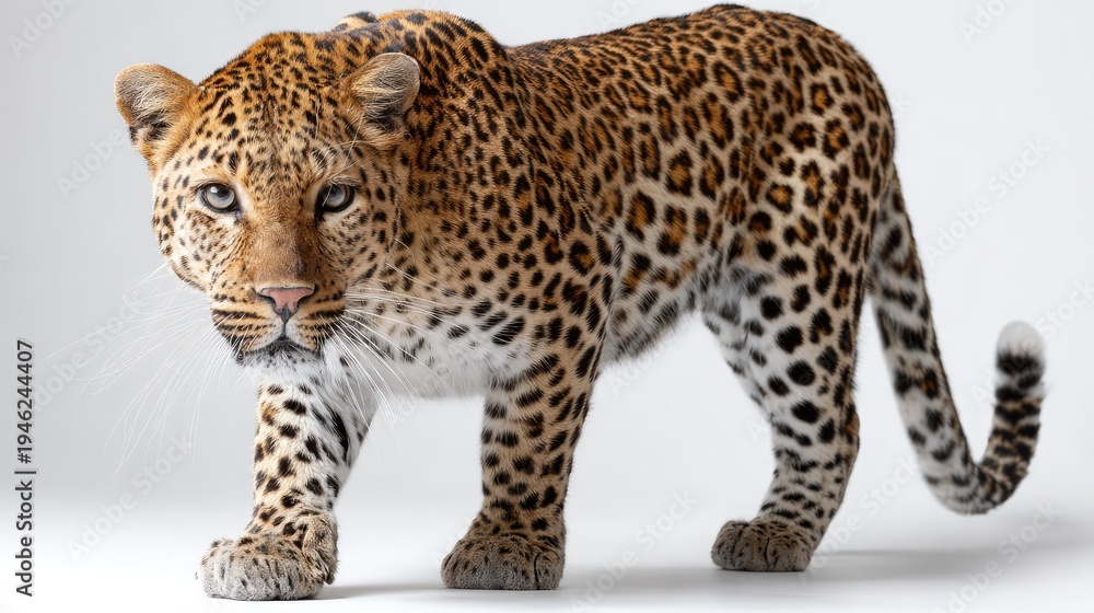 Fototapeta premium Stunning Portrait of a Leopard with Striking Coat Pattern Displaying Grace and Power in Natural Habitat Captured in High Detail Perfect for Wildlife Photography Enthusiasts