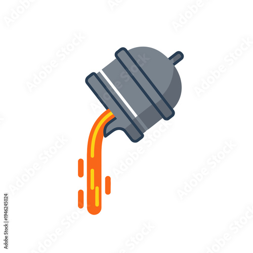 Molten Metal Pouring from Ladle in Foundry, Industrial Casting Process