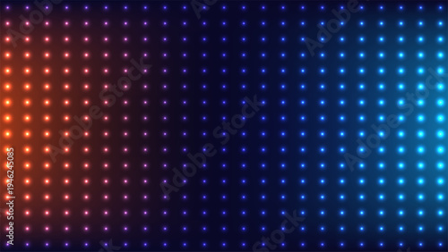 Abstract glowing led light grid background with vibrant blue purple and orange neon gradient for modern technology and digital data connection
