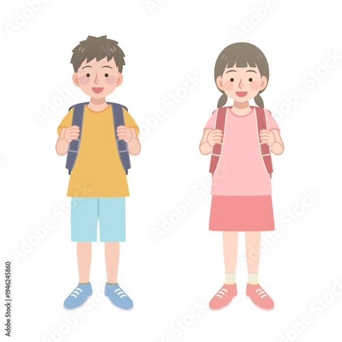 ランドセルを背負う小学生のイラスト