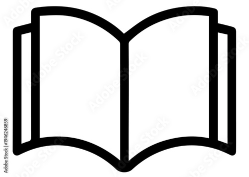 Open Book Line Icon Isolated on White Background - Simple Education and Reading Vector Symbol
