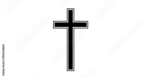 Simple black christian cross symbol isolated on white background religious
