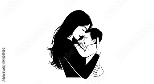Loving mother tenderly holding her infant child close embracing with warmth