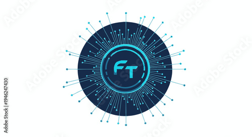 Abstract Digital Network Connection with Glowing Core