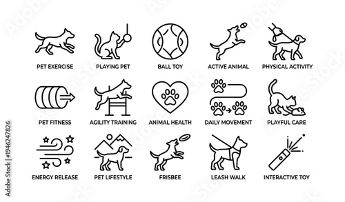 Icons of pet exercise and play: physical activity and agility training for pets