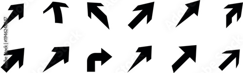 Collection of black arrows pointing up on white background