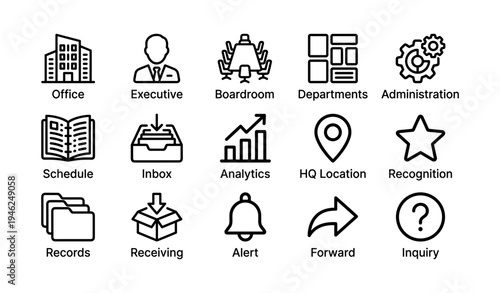 Office icons collection for business and administration tools
