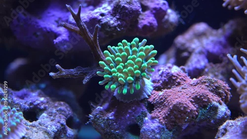 Wallpaper Mural Lush vibrant green coral nestled in a captivating marine reef scene with rich colors in an aquarium. Torontodigital.ca