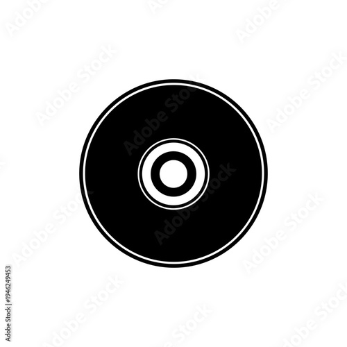 Minimalist Black Vinyl Record Icon