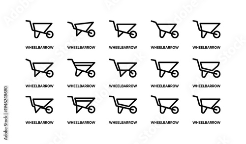 Minimalistic wheelbarrow icon pattern on white background