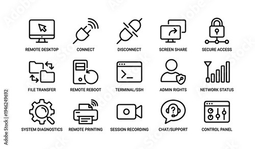 Essential icons for remote desktop and network management