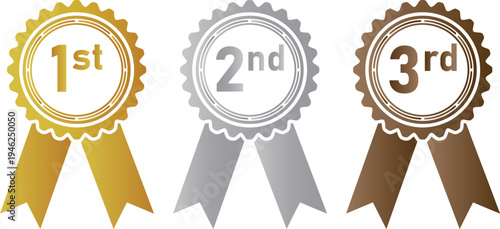 1st 2nd 3rd Place Award Ribbons - Gold Silver Bronze Winner Medal Badges for Competition Contest Ranking Achievement