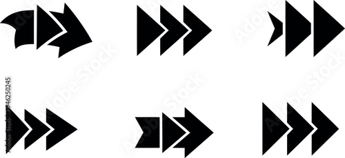 Collection of black arrow icons in various orientations and styles