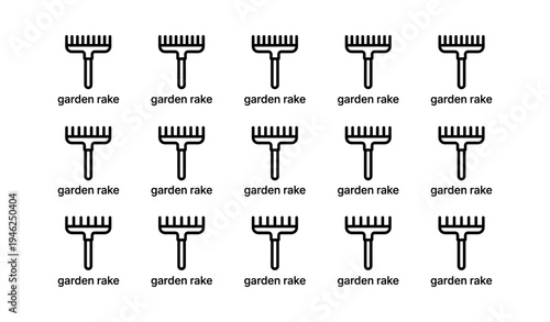 Repetitive garden rake pattern in black and white