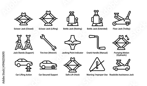 Car lifting tools: scissor, bottle, floor jacks and accessories