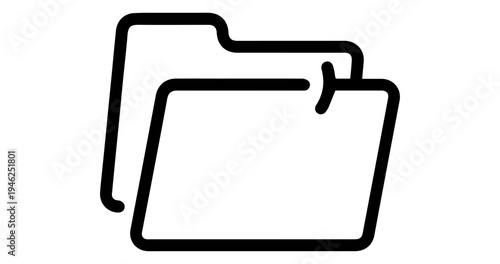 Open Folder Icon with Grey Fill - Modern Two Tone Line Art Vector for Document Storage and Digital File Management