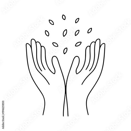 Hands catching falling seeds