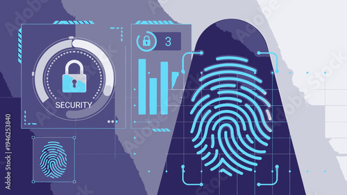 Fingerprint Scan Technology Security Graphic vector illustration