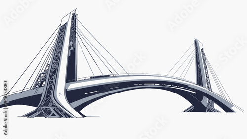 Futuristic Bridge Design on White Background vector illustration