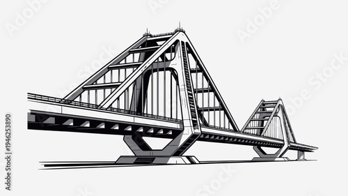 Stylized Bridge Architectural Sketch vector illustration