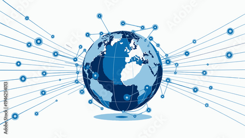 Global Network Connection Concept in Blue vector illustration