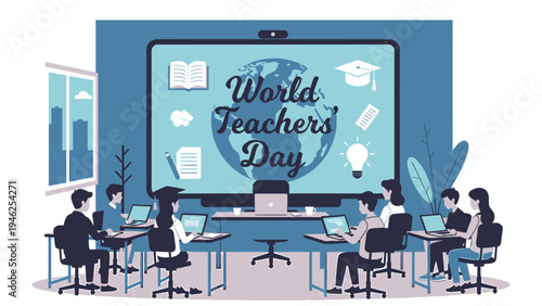 World Teachers Day Classroom vector illustration