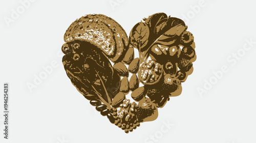 Food Heart Healthy Eating Symbol vector illustration