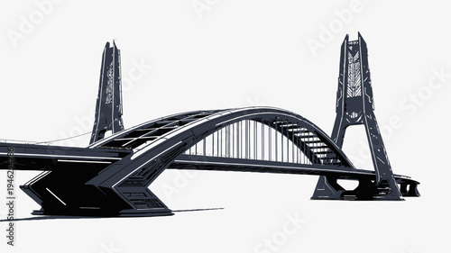 Modern Futuristic Bridge Design on White Background vector illustration