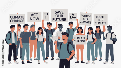 Youth Activists Protesting Climate Change vector illustration
