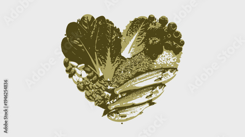 Healthy Heart Foods Still Life vector illustration