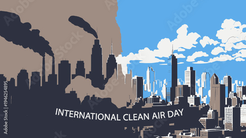 International Clean Air Day Cityscape Concept vector illustration
