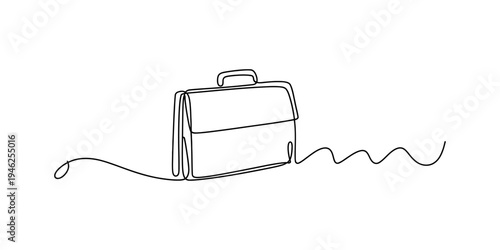 Continuous line drawing of a professional briefcase on a white background for business concept. Vector, illustration