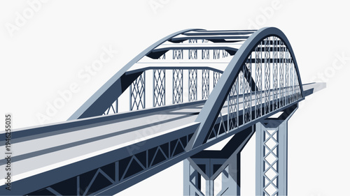 Steel Arch Bridge Isolated on White Background vector
