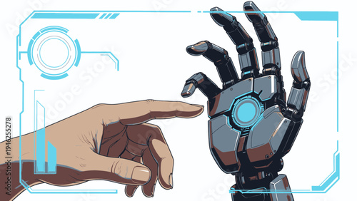 Human Touch Robot Connection Concept vector