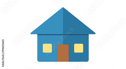 Blue House Icon Graphic.