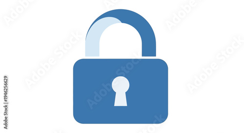 Blue Open Padlock Icon.