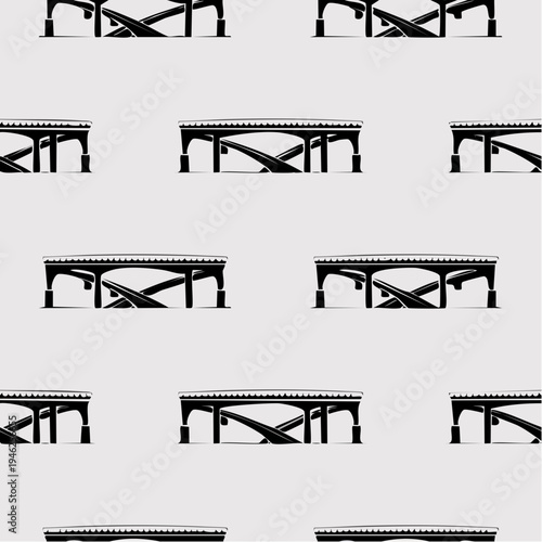 black and white bridge pattern design seamless repeat