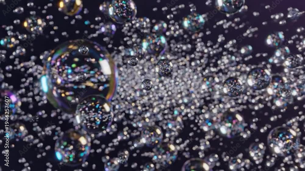 custom made wallpaper toronto digitalAbstract macro shot of iridescent bubbles floating against a dark background, shimmering and glowing with light