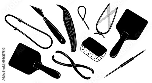 Black and White Glyph Pottery and Sculpting Tools Kit