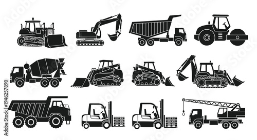 Construction Vehicles Icons Set
