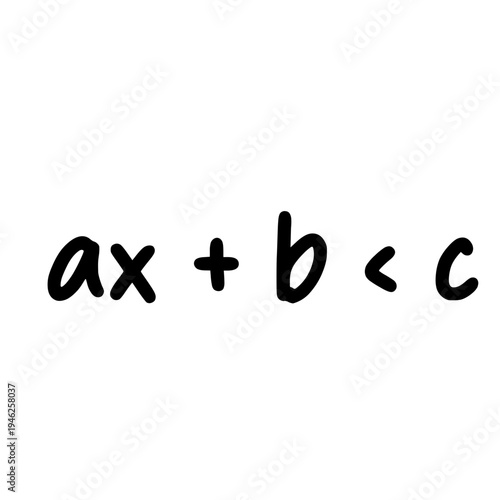 Handwritten linear inequality showing algebra comparison, study material, math learning, numbers, symbols, classroom education, arithmetic, problem solving, basic equation, formula, teaching.
