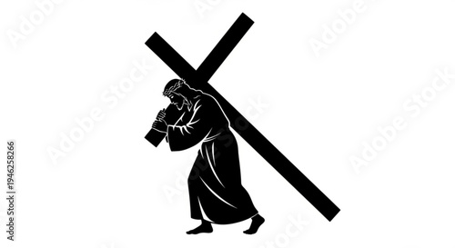 Jesus Christ Carrying the Cross - Silhouette Illustration