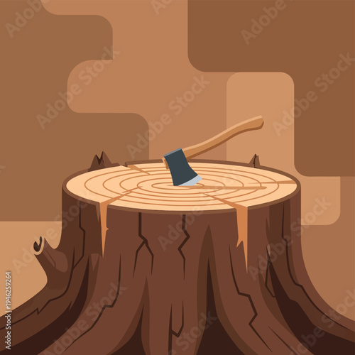 Ax Stuck in a Tree Stump