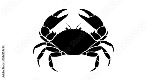 Black Silhouette of a Crab with Claws Raised.