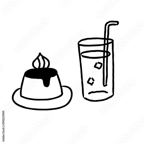 手描きのカフェスイーツとドリンクのアイコン