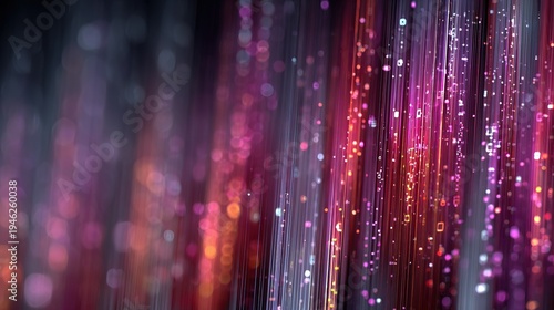 Digital abstract data flow background with vertical streaks neon colors pixelated binary code AI technology vector design