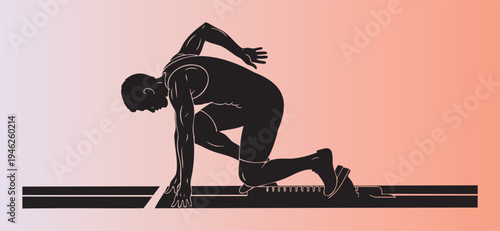 Athlete in starting position ready for a sprint race