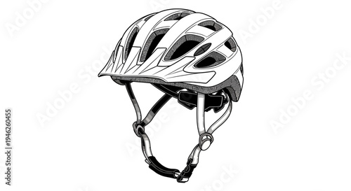 Detailed Illustration of a Bicycle Helmet on White Background.