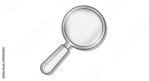 Magnifying glass with a clear lens and silver handle.